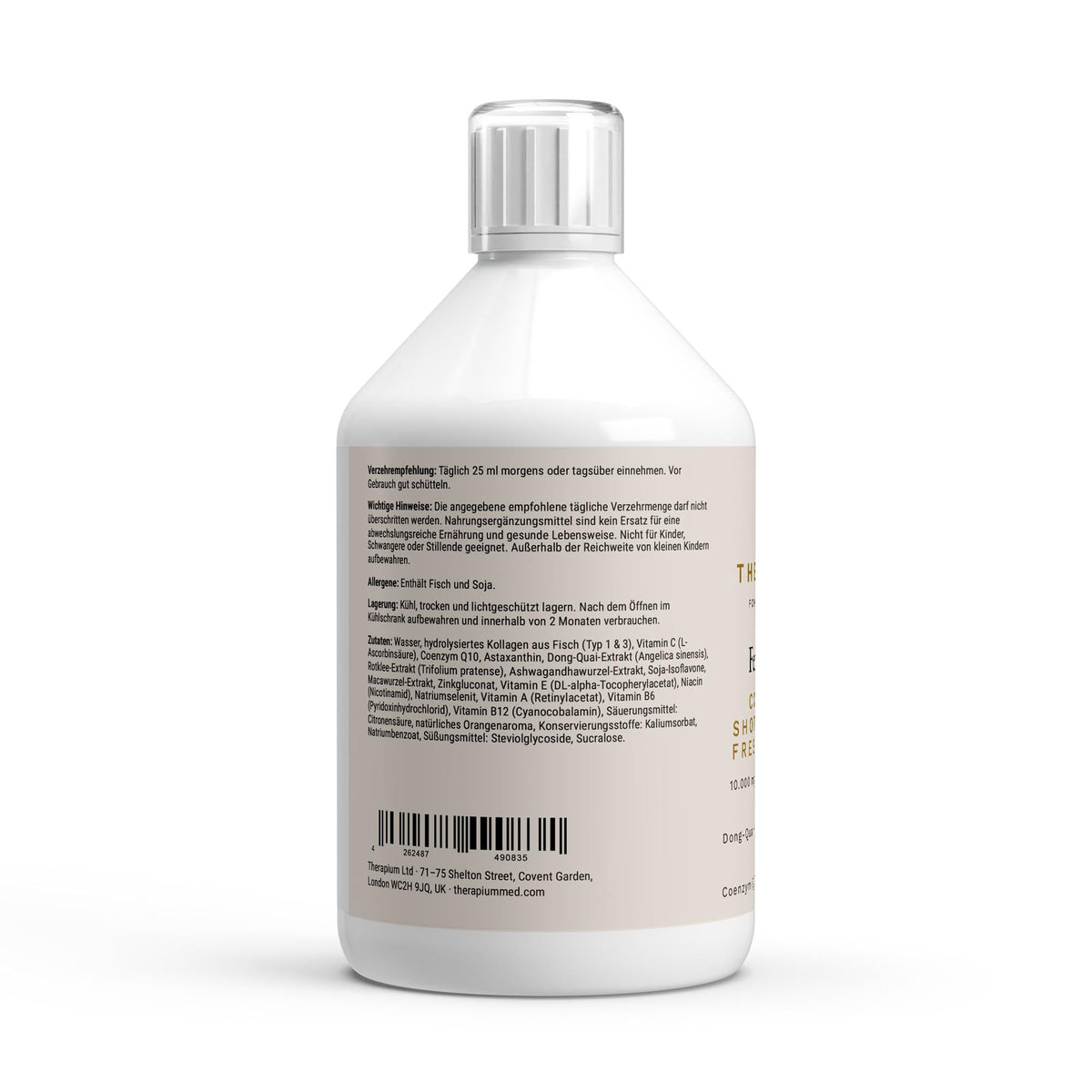 The bottle in use, 25 ml shot poured