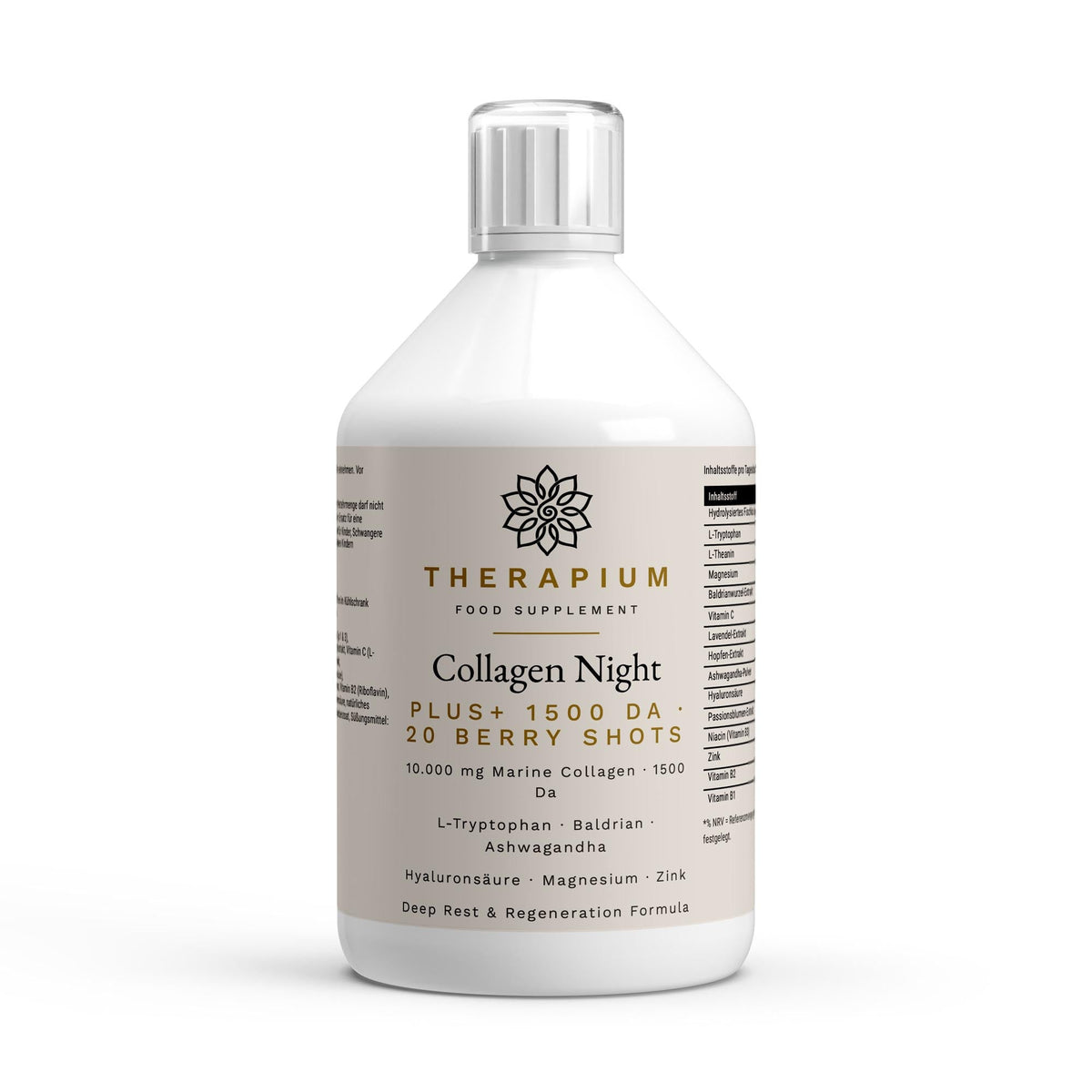Collagen Night Shots PLUS+ 1500 Da bottle, 500 ml, front of pack