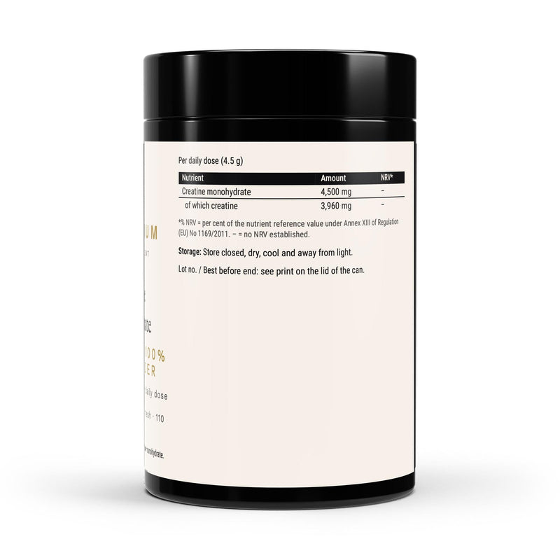 The label with the daily-dose line and the single-ingredient list