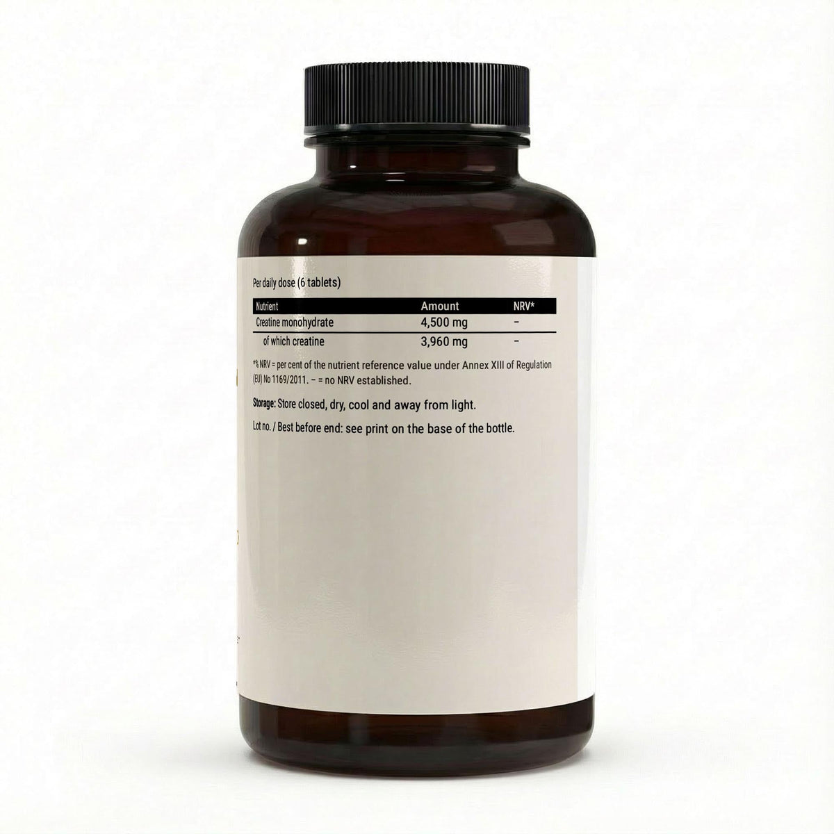 Therapium creatine monohydrate 180 vegan tablets — label