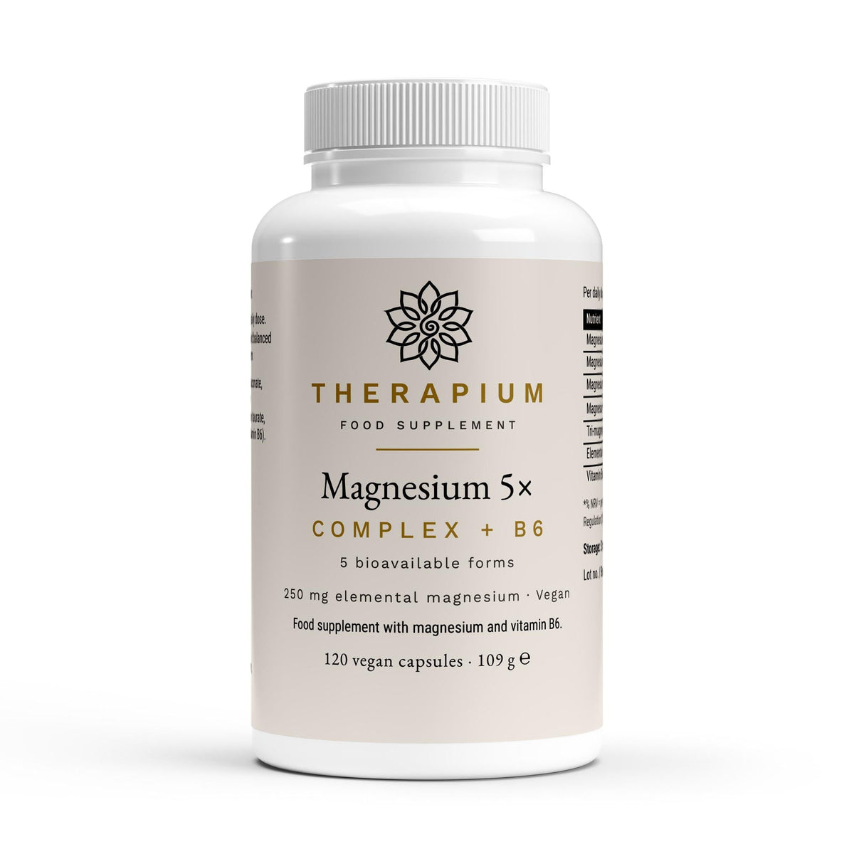 Therapium MAGNARIS Magnesium 5x Complex bottle, front studio render
