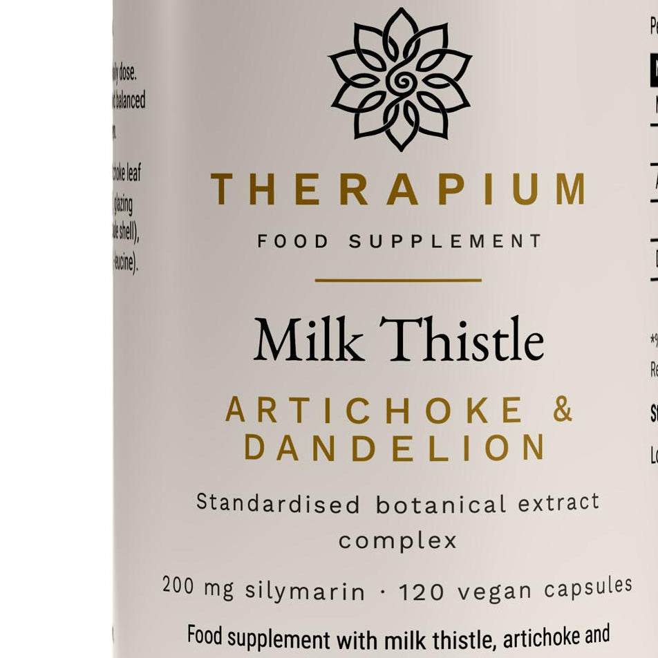 Therapium Milk Thistle, Artichoke & Dandelion — close-up of the front label