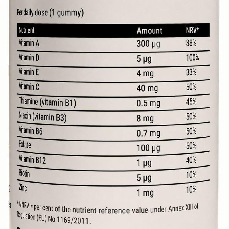 The side of the jar with the nutrition table