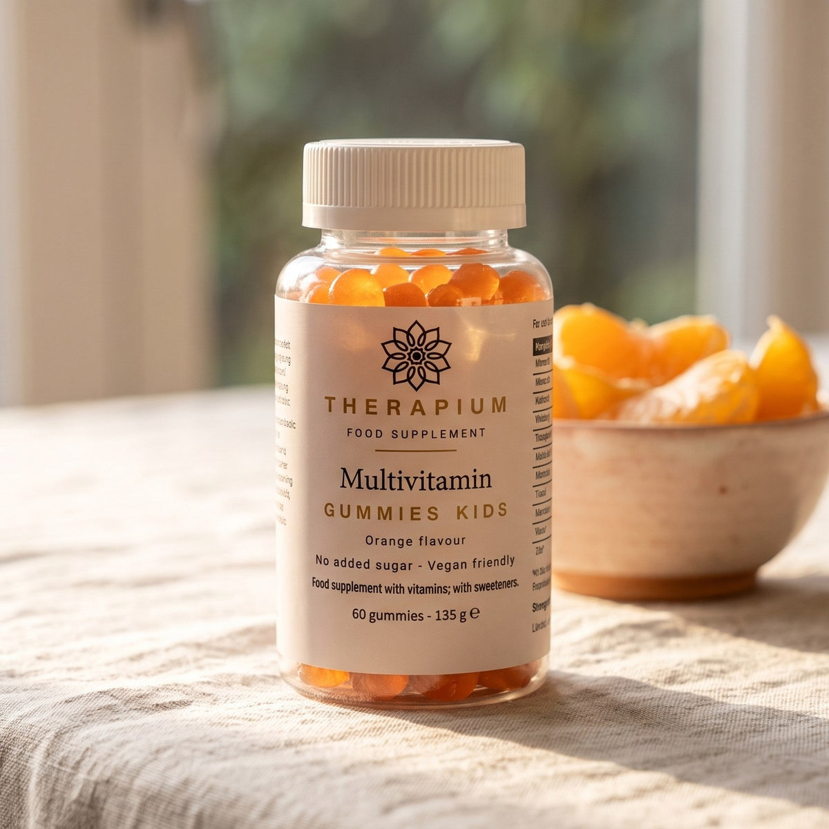 Multivitamin Gummies Kids on a breakfast table in morning light