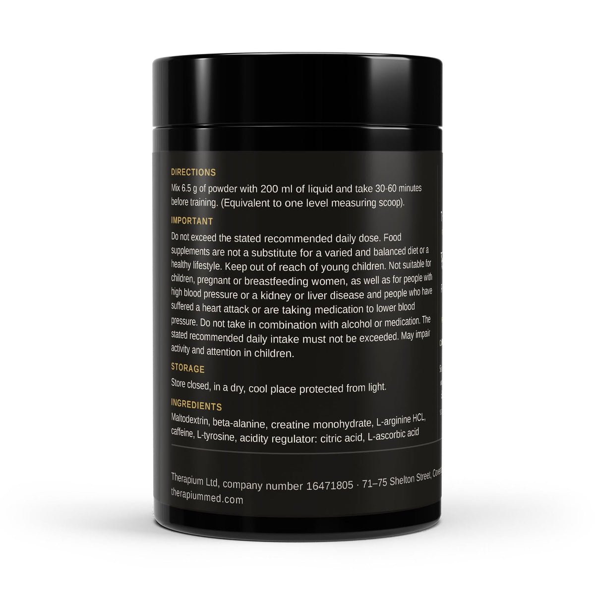 Therapium VIGORIS Pre-Workout Booster Tutti Frutti 520 g — label