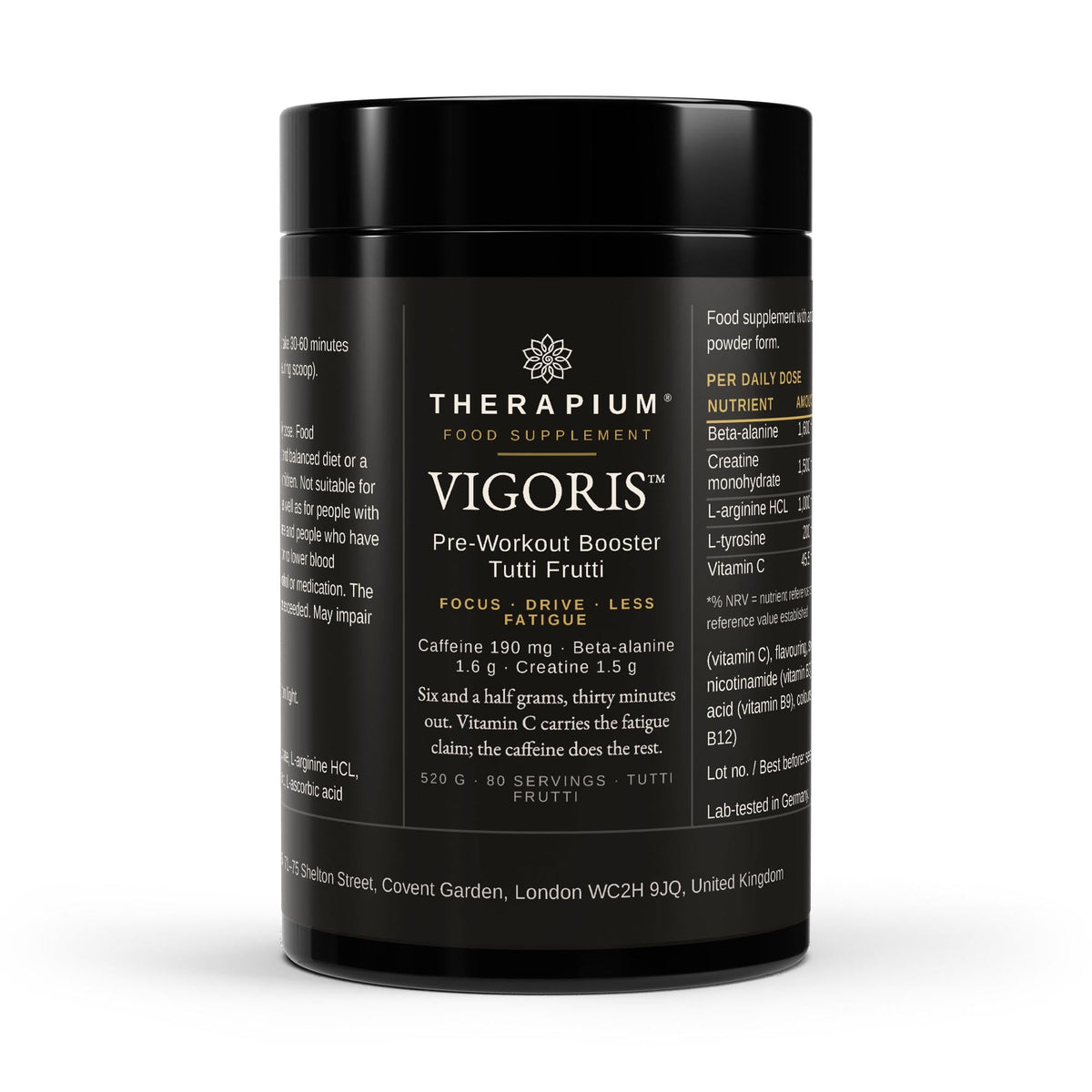 Therapium VIGORIS Pre-Workout Booster Tutti Frutti 520 g — studio