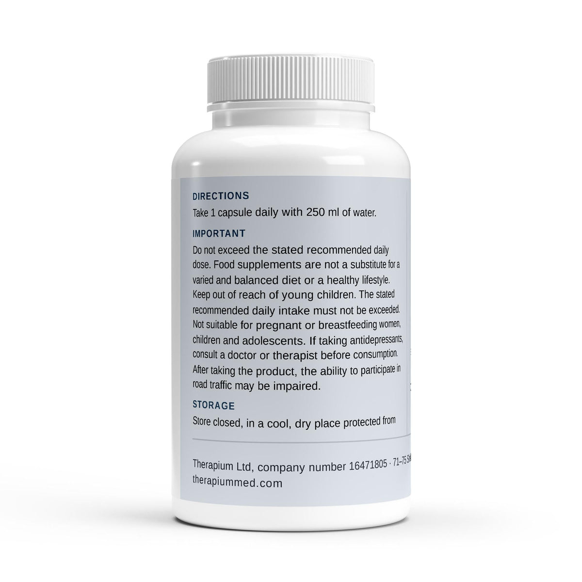 Therapium L-tryptophan 500 mg 90 capsules — back panel