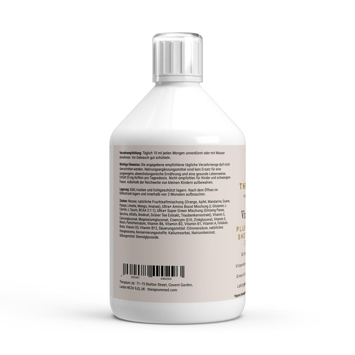 The bottle in use, 10 ml shot poured