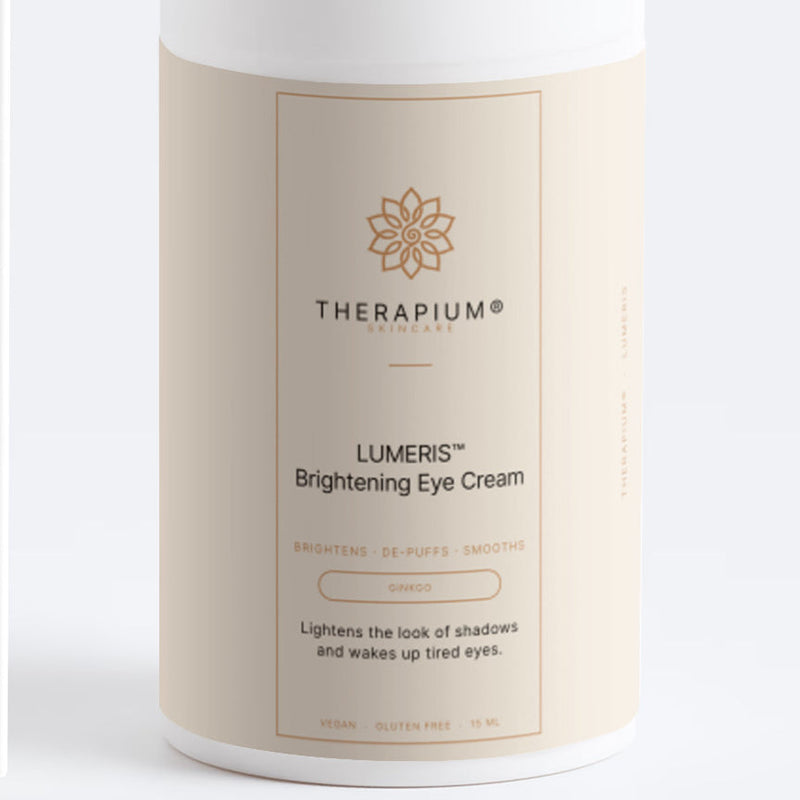 The front label of the LUMERIS™ Brightening Eye Cream bottle