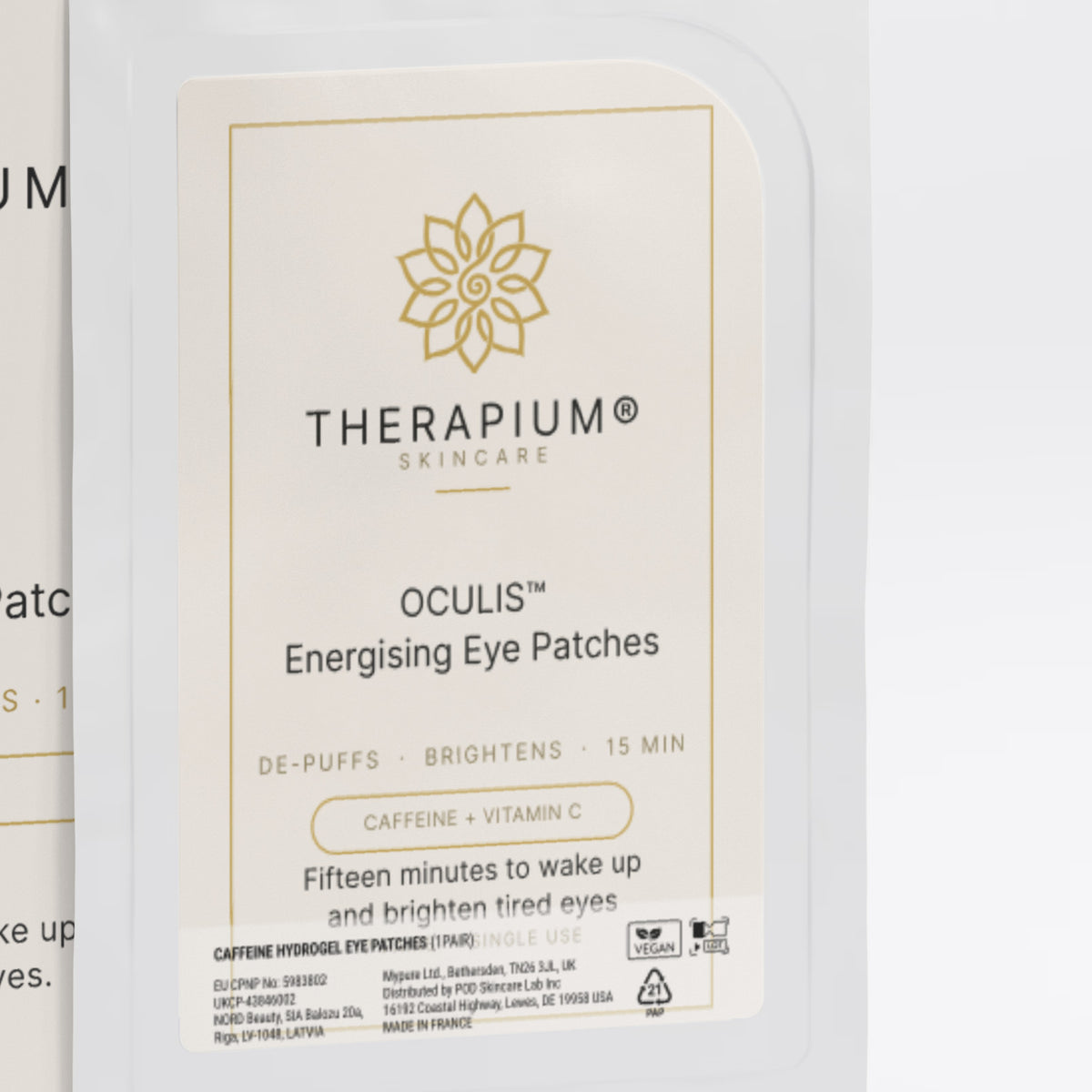 Therapium OCULIS™ Energising Eye Patches, front label