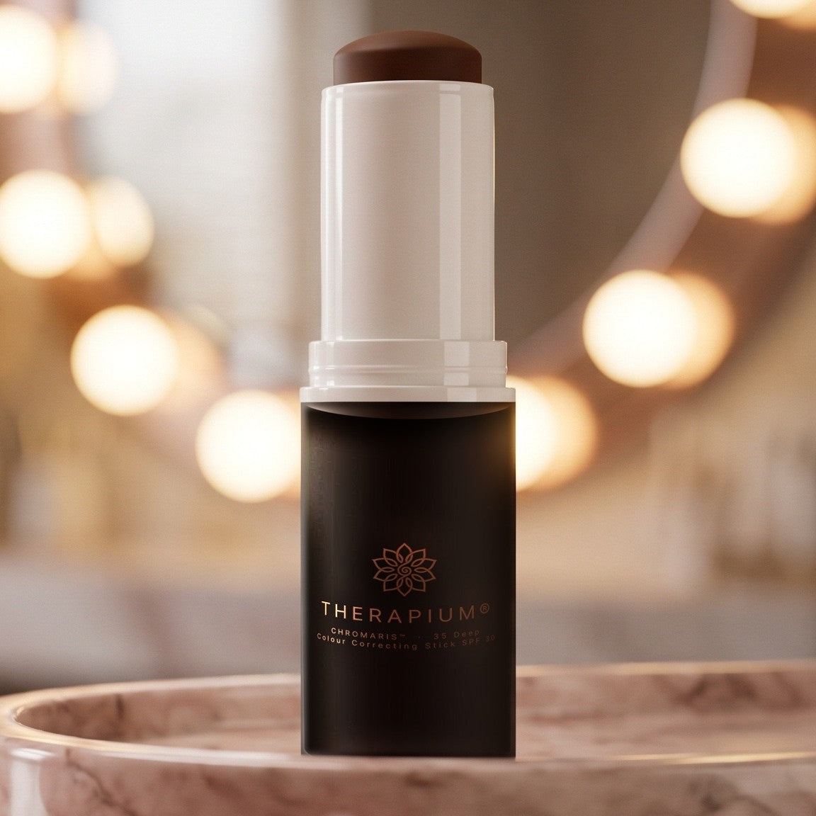 Therapium CHROMARIS™ stick CC cu ceramide SPF 30 — nuanța 35 Deep, scenă stilizată