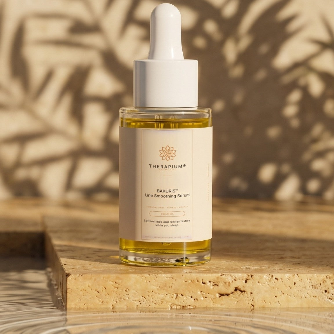 Therapium BAKURIS™ Line Smoothing Serum, styled scene