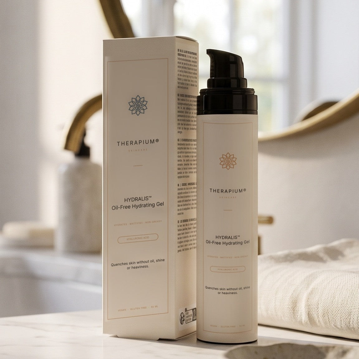 Therapium HYDRALIS™ Oil-Free Hydrating Gel, styled scene