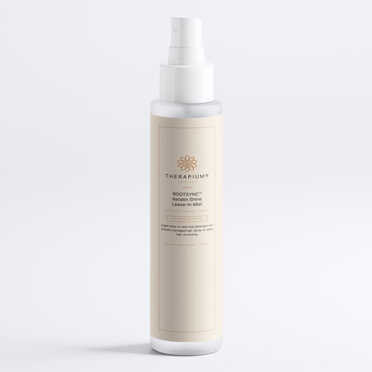 Therapium ROOTSYNC™ Keratin Shine Leave-In Mist, close-up of the pack