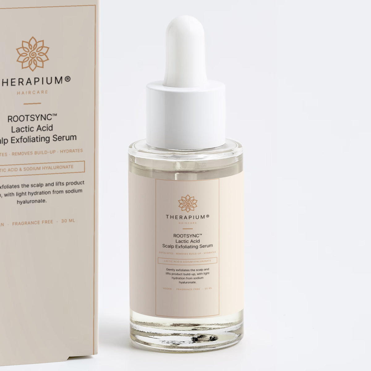 Therapium ROOTSYNC™ Lactic Acid Scalp Exfoliating Serum, close-up of the pack