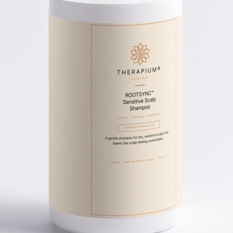 The label of the ROOTSYNC™ Sensitive Scalp Shampoo bottle