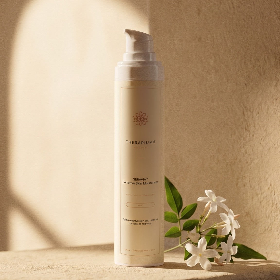 Therapium SERAVIA™ Sensitive Skin Moisturiser, styled scene