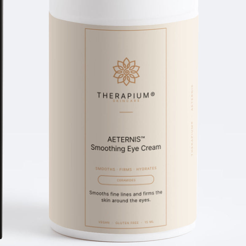 The front label of the AETERNIS™ eye cream bottle