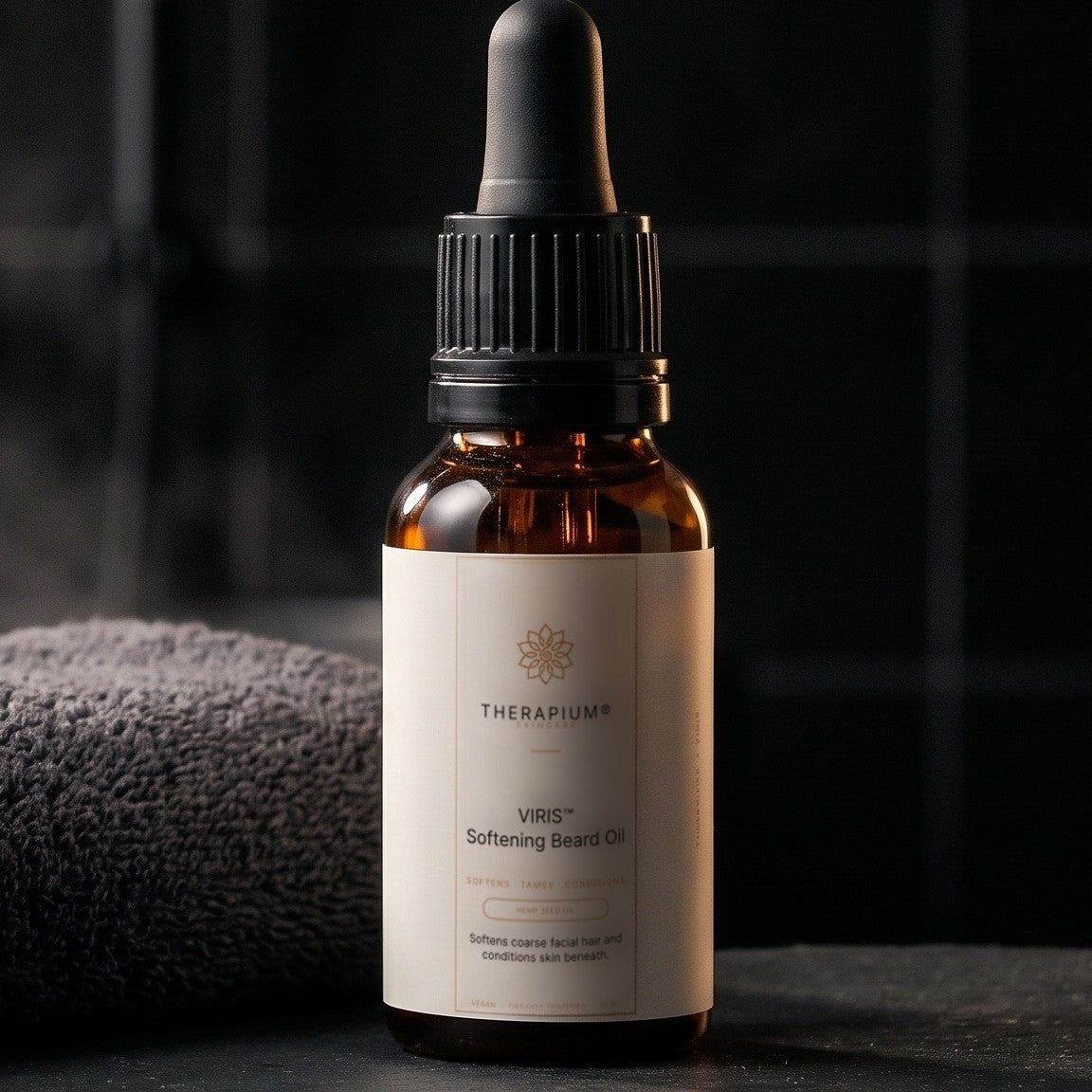 Therapium VIRIS™ Beard Oil, styled scene