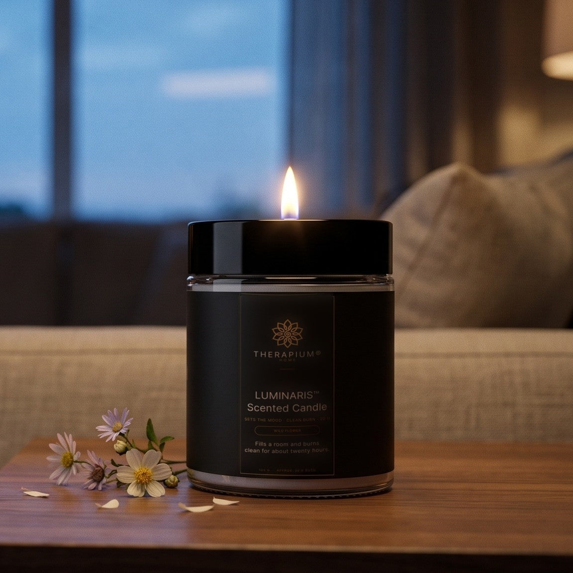 Therapium LUMINARIS™ Scented Candle — Wild Flower, styled scene