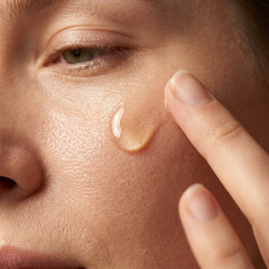 A few drops of serum pressed into the cheek
