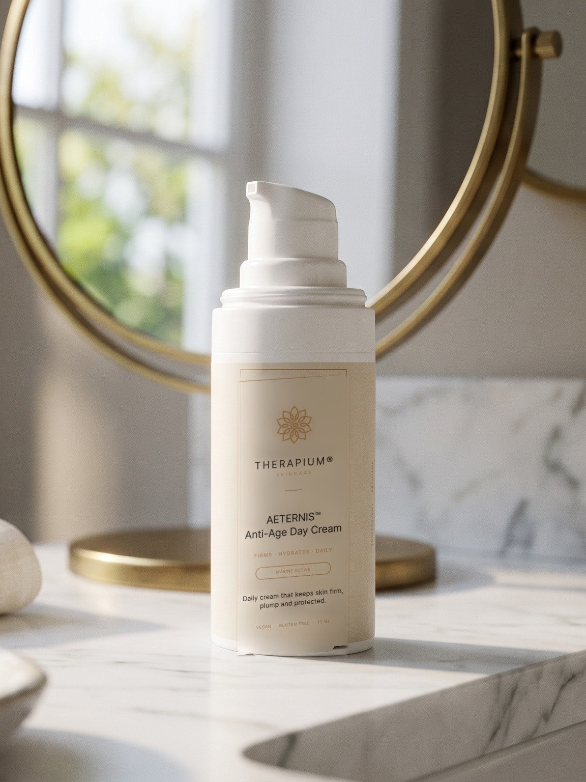 Therapium AETERNIS™ Anti-Age Day Cream, styled scene