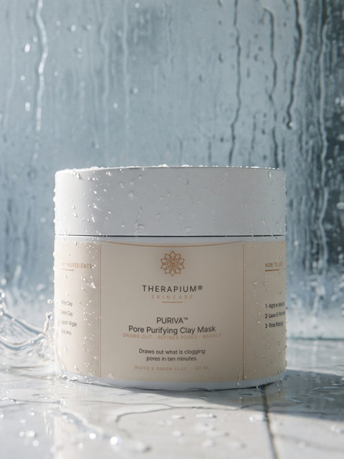 Therapium PURIVA™ Pore Purifying Clay Mask, styled scene