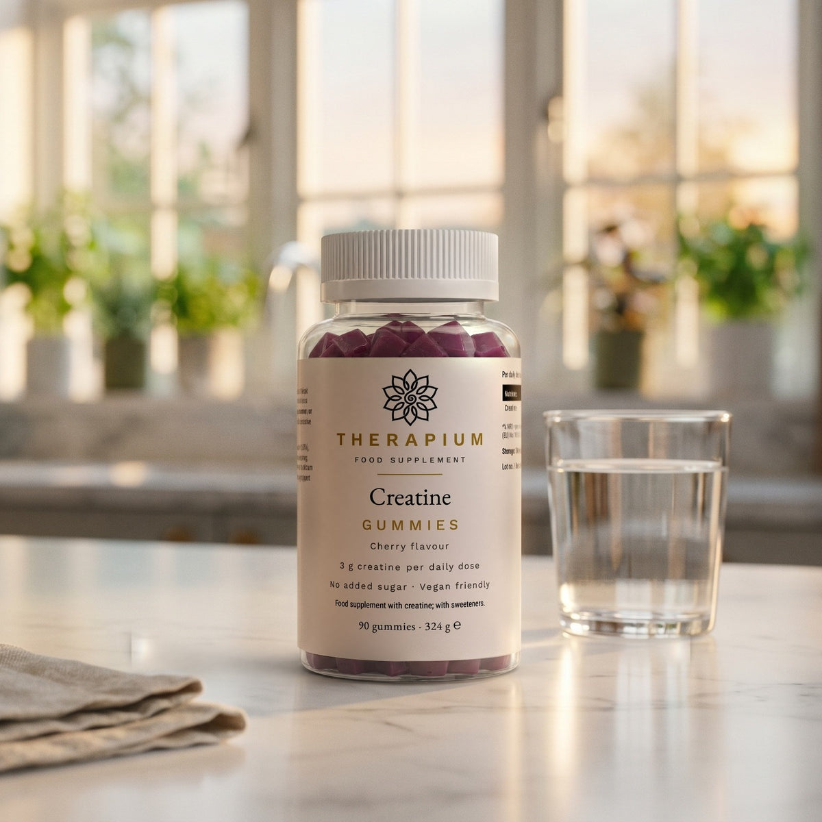 Therapium Creatine Gummies Cherry — 90 gummies with 3 g creatine a day, styled scene