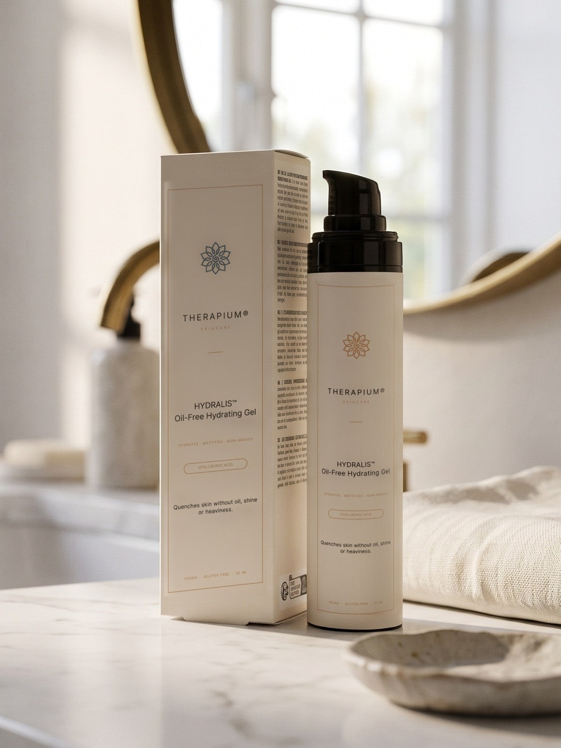 Therapium HYDRALIS™ Oil-Free Hydrating Gel, styled scene