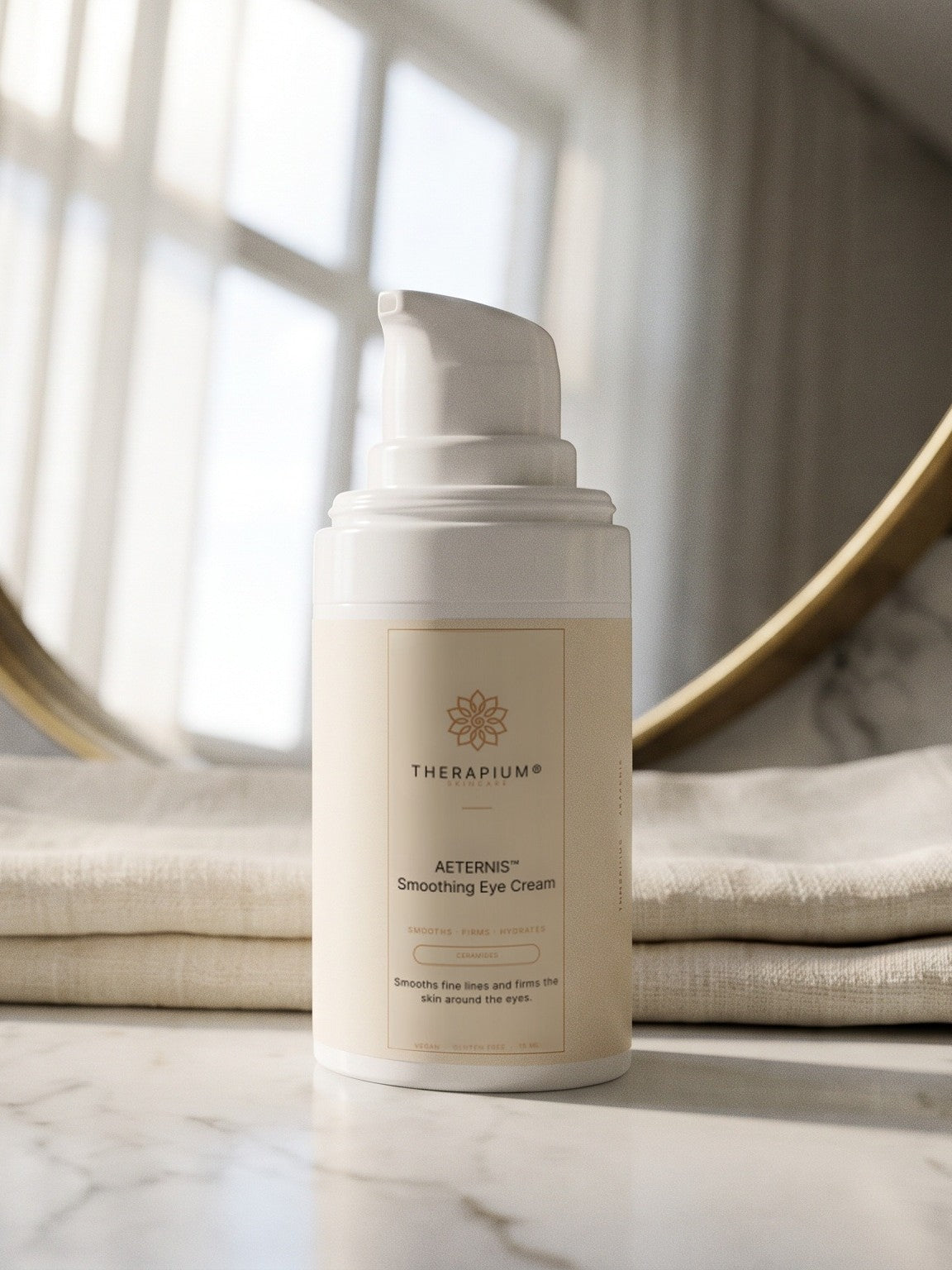 Therapium AETERNIS™ Smoothing Eye Cream, styled scene