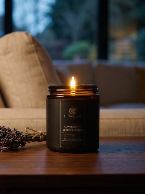 Therapium LUMINARIS™ Scented Candle — Lavender, styled scene