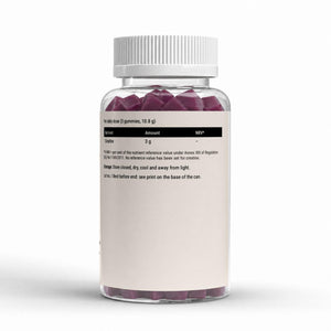 Back of the jar showing the nutrition table: creatine 3 g per daily dose