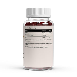 The nutrient table on the Therapium Elderberry Gummies label, per daily dose of two gummies